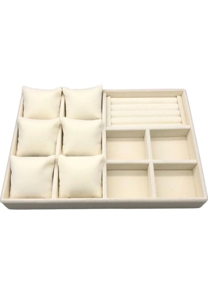 Krem Süet Takı Sergileme Kutusu, Şık ve Modern Tasarım, Havalı Saklama Çözümü fiyatları