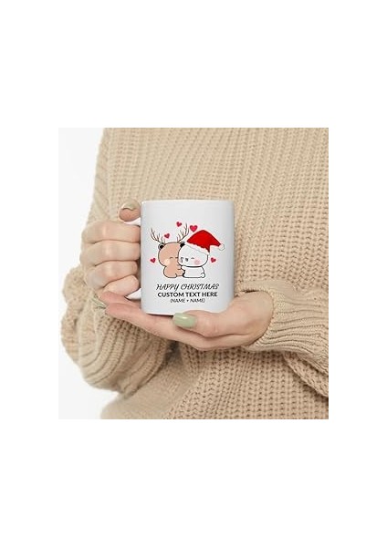 Print Dore Kupa Bubu ve Dudu Noel Sarılma, Güzel Çift Ayı Kahve Kupa,ıngilizce K
