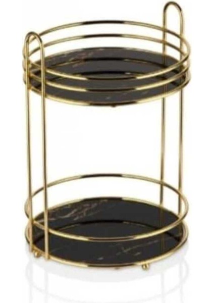 Iki Katlı Yuvarlak Gold Kahve Yanı Sunum ve Makyaj Organizeri, Meyve Sepeti fiyatları