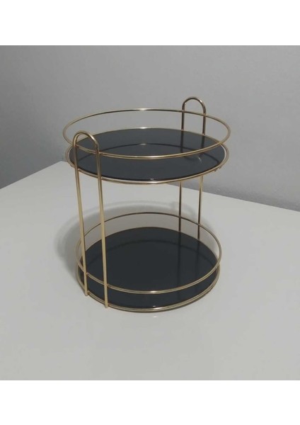 Iki Katlı Yuvarlak Gold Kahve Yanı Sunum ve Makyaj Organizeri, Meyve Sepeti modelleri