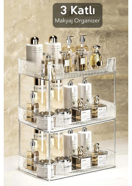 Turuncu 3 Katlı Çok Amaçlı Düzenleyici Fırçalık ve Organizer