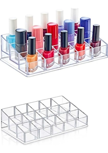 Şeffaf 15 Bölmeli Makyaj Organizeri, Ruj, Oje ve Fırça Saklama Kutusu fiyatları