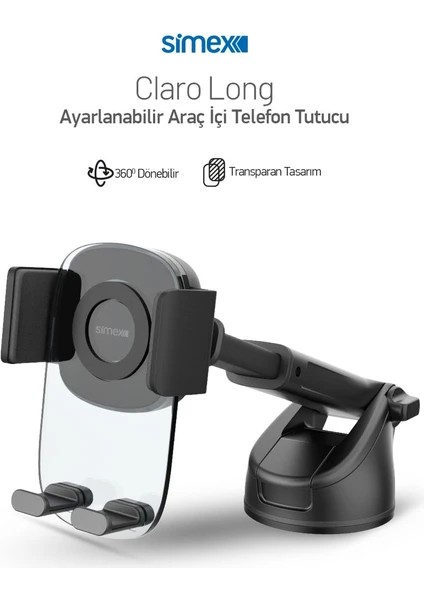 UYGUNAAL03 Simx ST-210 Claro Long Vantuzlu Uzayıp Kısalabilen Telefon Tutucu fırsatları