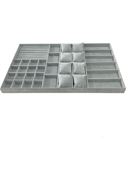 70X38 cm Süet Kaplama Gri Takı Düzenleyici, Özel Sipariş fiyatları