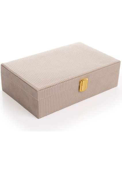 Aynalı Ekru Kadife Takı Organizer, Kutusu, 25X16X7 cm modelleri