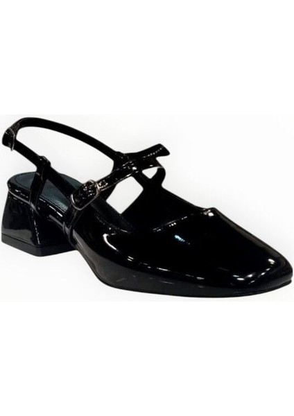 Kadın Küt Burun Topuklu Ayakkabı Siyah Rugan - 39 fiyatları