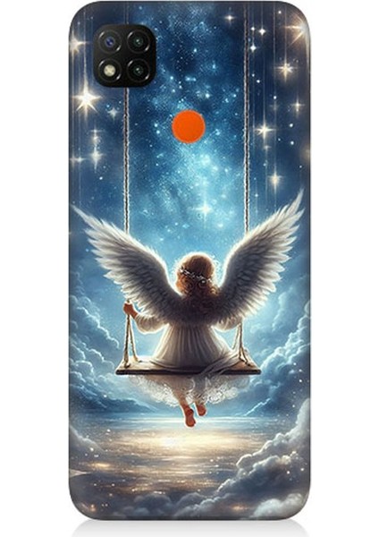 Xiaomi Redmi 9c Uyumlu Yıldızlarla Salıncakta Melek Desenli Silikon Kılıf