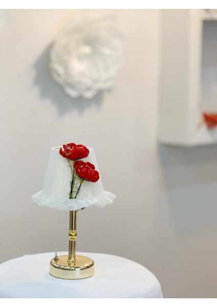 Ipek Gelincik Kablosuz Pilli Masa Lambası, Uzun Parlak Gold, Krem Renkli modelleri