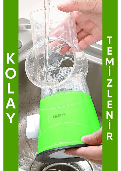 Doğrayıcı Çevirmeli Değirmen Çelik Rulo Kollu Manuel Sebze Vantuzlu