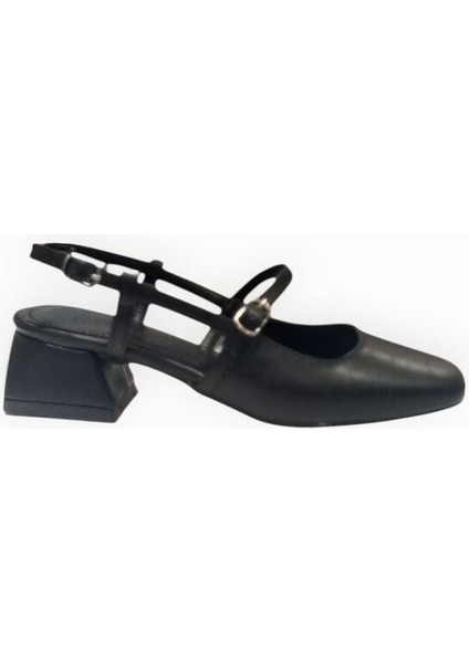 Kadın Küt Burun Topuklu Ayakkabı Siyah - 37