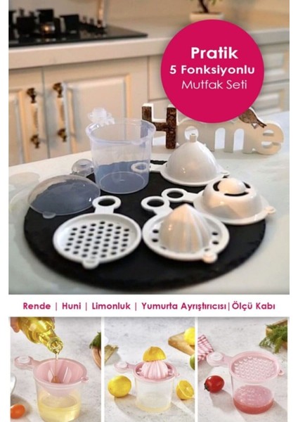 5 Fonksiyonlu Limonluk Rende Yumurta Ayırıcı Yağdanlık Hunisi Ölçülü Kap 300 ml