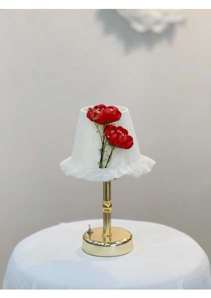 Ipek Gelincik Kablosuz Pilli Masa Lambası, Uzun Parlak Gold, Krem Renkli indirimleri