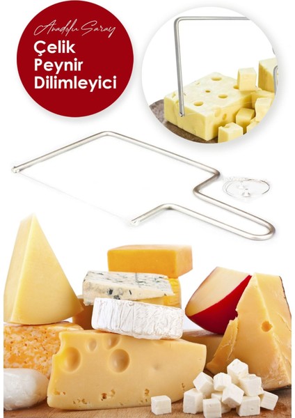 Pratik Çelik Peynir Kesme Teli Doğrama Kesme Aparatı Teli Peynir Dilimleyici | Dilimleme Aparatı