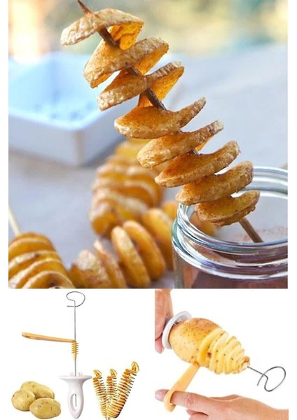 Spiral Patates Dilimleyici Aparat Çubukta Patates Cips Yapma