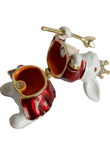 Dekoratif Kral Tavşan Biblo, Kristal Taşlı Metal, 7 Cm, 4.5 Cm, Hediye Kutulu fiyatları