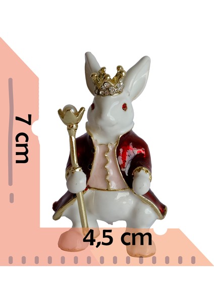 Dekoratif Kral Tavşan Biblo, Kristal Taşlı Metal, 7 Cm, 4.5 Cm, Hediye Kutulu modelleri