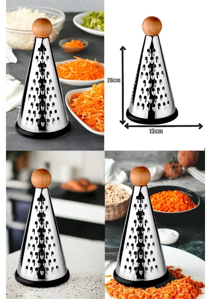 Ahşap Topuz Tutuculu 3 Taraflı Paslanmaz Çelik Lüks Şef Rendesi Orta Boy 26*13 cm fiyatları