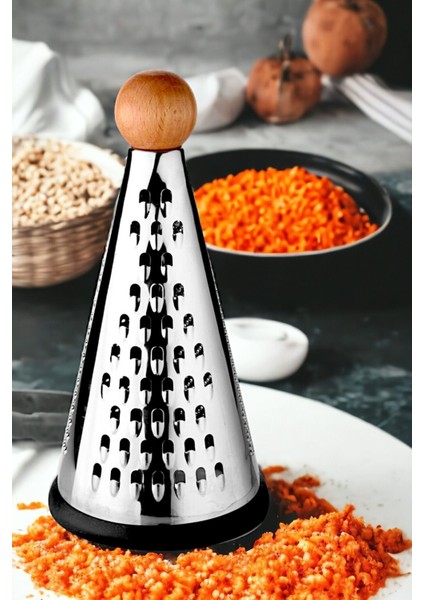 Ahşap Topuz Tutuculu 3 Taraflı Paslanmaz Çelik Lüks Şef Rendesi Orta Boy 26*13 cm fırsatları