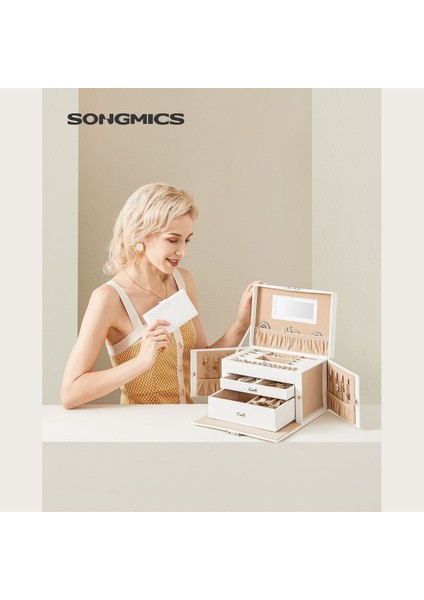 Şık Bej Mücevher Kutusu, Güzel ve Zarif Tasarım, Hediye Alternatifi fiyatları