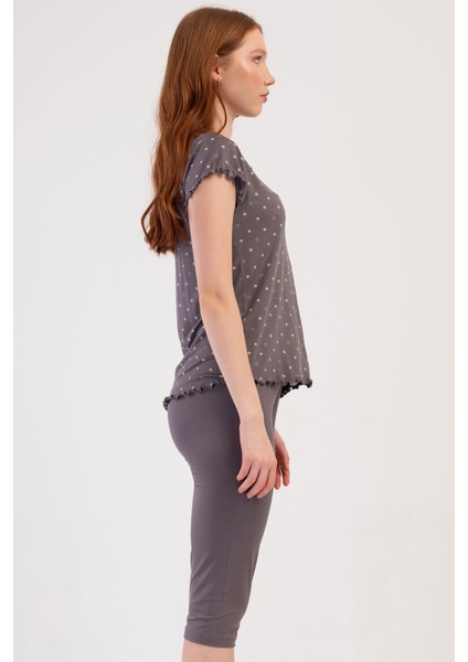 Kadın Vıscon Kısa Kol Kaprili Pijama Takım , 409288 modelleri