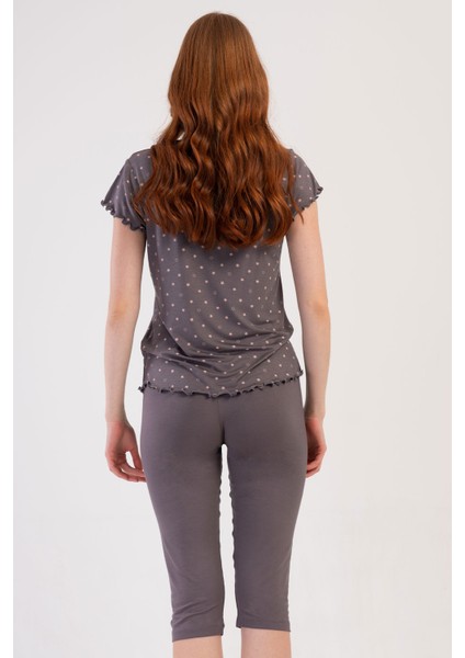 Kadın Vıscon Kısa Kol Kaprili Pijama Takım , 409288 fırsatları
