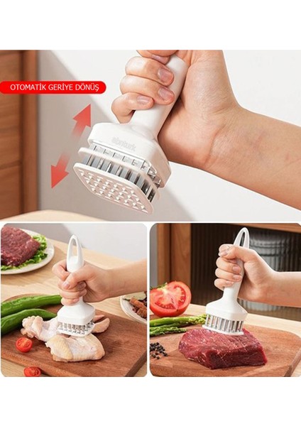24 Bıçaklı Profesyonel Et Tavuk Yumuşatıcı Iğnelemeli Pirzola Biftek Gevşetici Şeflerin Lezzet Sırr