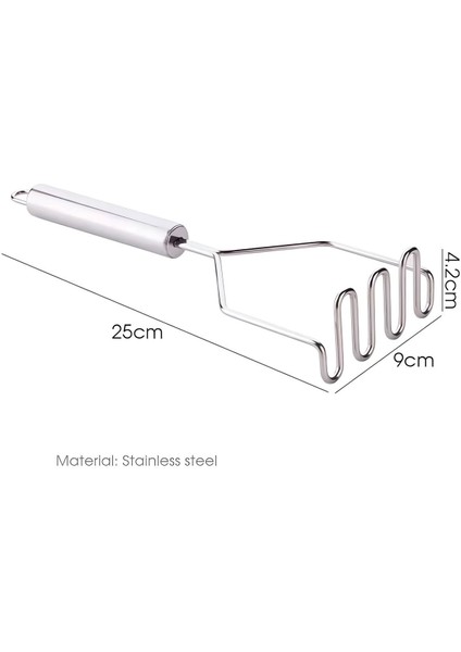 Pratik 25 cm Lüks Paslanmaz Metal Patates Ezici Patates Ezeceği Püre Yapıcı Ezecek Aparat Dayanıklı