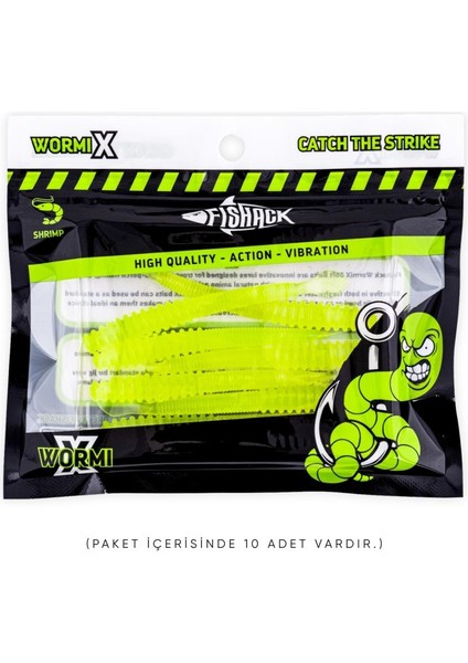Silikon Sahte Kurt Yem - 2,2g 87MM - Fishack Wormix - Uv Boyalı - Fluo Green indirimleri