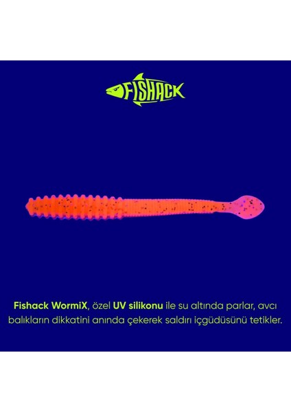 Silikon Sahte Kurt Yem - 2,2g 87MM - Fishack Wormix - Uv Boyalı - Flare modelleri