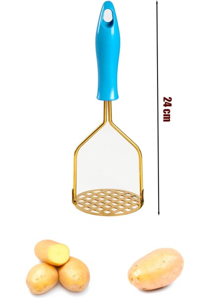 Patates Ezici Paslanmaz Metal Patates Ezici Püre Yapıcı Renkli Patates Ezeceği 24 cm - Mavi modelleri
