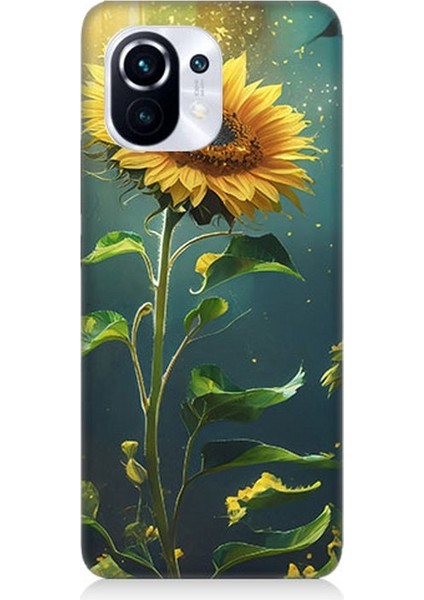 Xiaomi Mi 11 Pro Uyumlu Tek Başına Ayçiçeği Desenli Silikon Kılıf