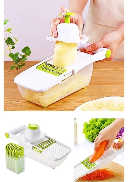 8 Çelik Bıçaklı Pratik Dilimleyici Rende Doğrama Kesme Seti 13 Parça Hazneli Sebze fiyatları