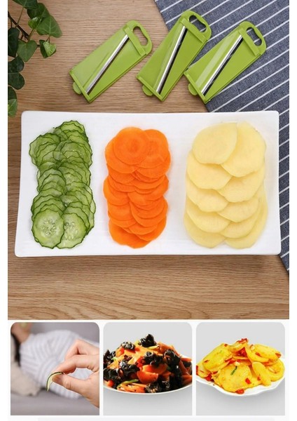 8 Çelik Bıçaklı Pratik Dilimleyici Rende Doğrama Kesme Seti 13 Parça Hazneli Sebze