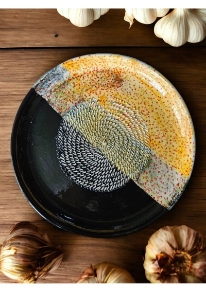 Siyah Temalı El Yapımı ve El Boyaması 21 cm Seramik Rende - Sağlıklı ve Şık Püre Yapımı