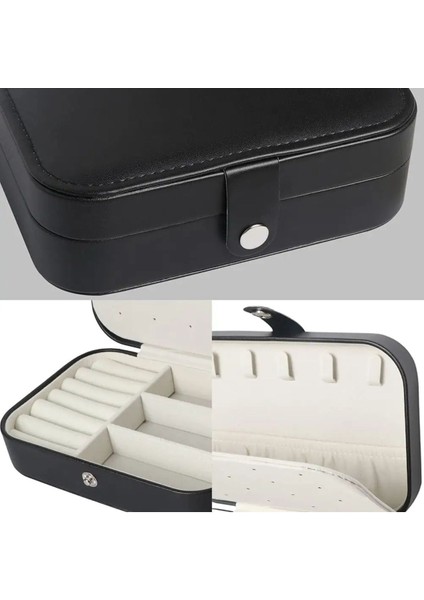 Dikdörtgen Takı Kutusu 3 Bölmeli, Siyah, Seyahat ve Günlük Kullanım Için Organizer modelleri
