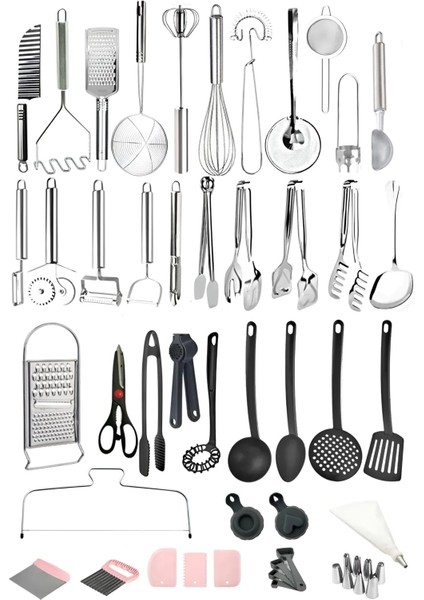 Çeyiz Seti Teflon Kepçe Seti Maşa Seti Çırpıcılar Soyacaklar Rende Pasta Yapım Ürünleri