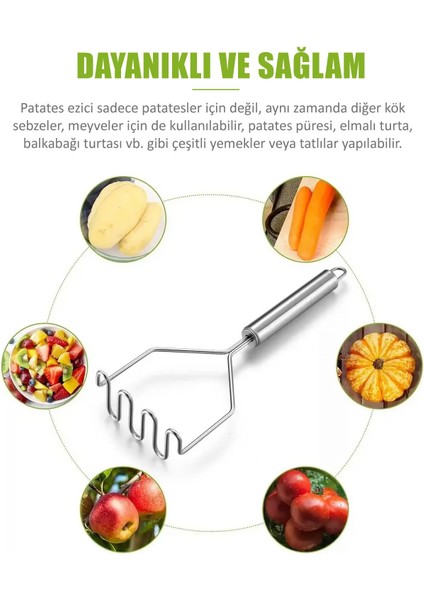 Profesyonel Lüks Patates Ezeceği Paslamnaz Çelik Patates Ezici Püre Yapıcı Aparat Dayanıklı Ezecek indirimleri