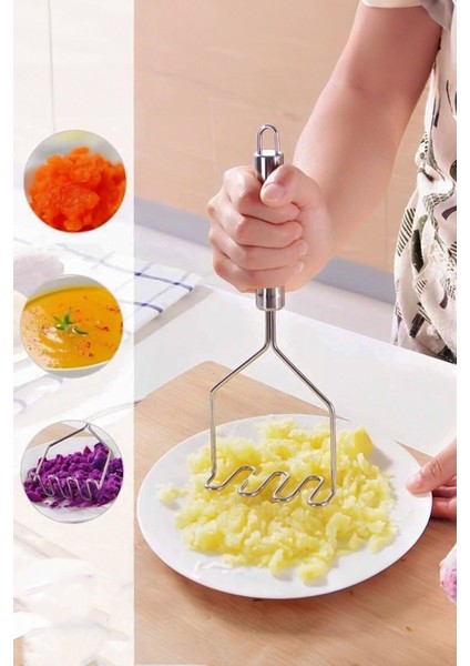 Profesyonel Lüks Patates Ezeceği Paslamnaz Çelik Patates Ezici Püre Yapıcı Aparat Dayanıklı Ezecek