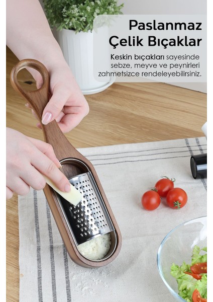 Akasya Saplı Hazneli Rende - Peynir Limon Zencefil Sarımsak Rendesi El Rendesi fırsatları