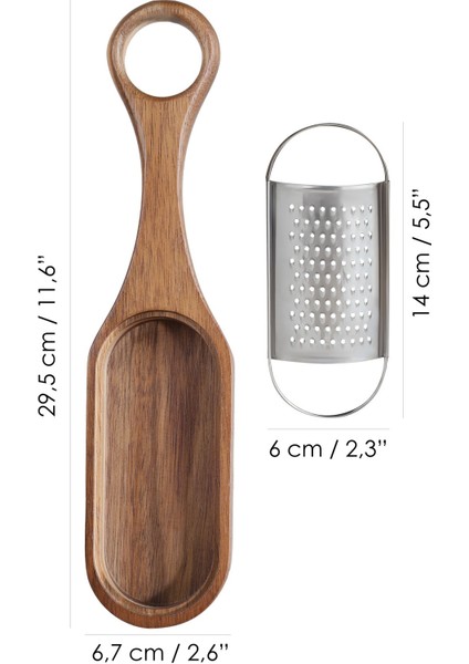 Akasya Saplı Hazneli Rende - Peynir Limon Zencefil Sarımsak Rendesi El Rendesi