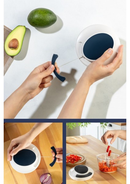 Ipli El Rondosu, Paslanmaz Çelik Bıçaklı El Robotu Sebze Meyve Kuruyemiş Doğrayıcı 700 ml Mavi fırsatları