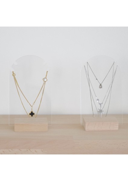 Beyaz Pleksi Oval Takı Askısı 3'lü Set, Akrilik ve Ahşap Stantli Organizer modelleri