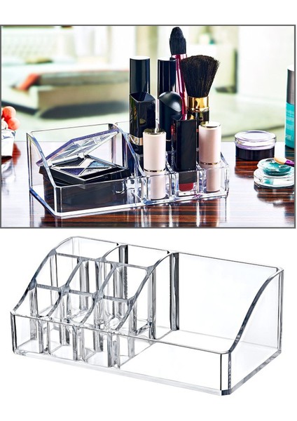 9 Bölmeli Şeffaf Çok Amaçlı Makyaj ve Kozmetik Organizeri
