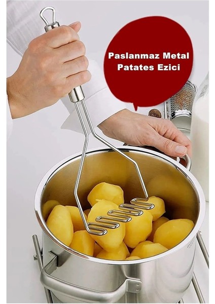 Pratik 24 cm Çelik Pastanlamz Patates Ezici Püre Yapıcı