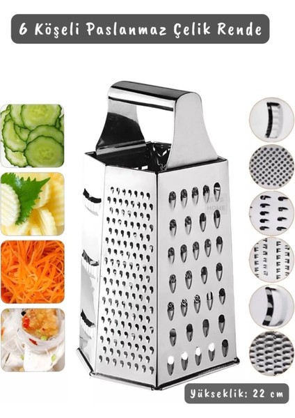 Paslanmaz Çelik 6 Taraflı Çok Işlevli Rende Inox 22 cm fiyatları