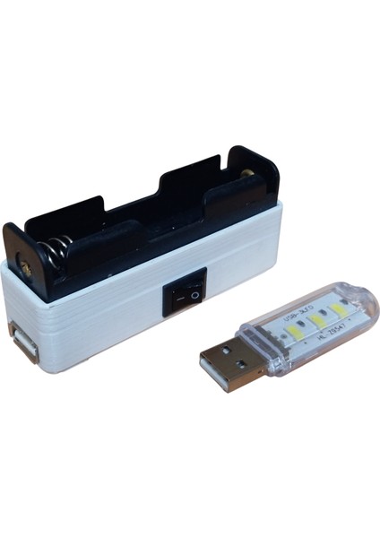 Mini Powerbank Tek Hücreli 18650 Li-Ion 3.7V Pil Type-C ile Şarj ve Mini USB LED Lamba modelleri