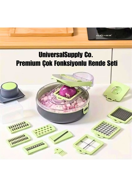 Premium Ekstra Kaliteli Dayanıklı Hızlı Pratik 9 Başlıklı Çok Fonksiyonlu Rende Seti