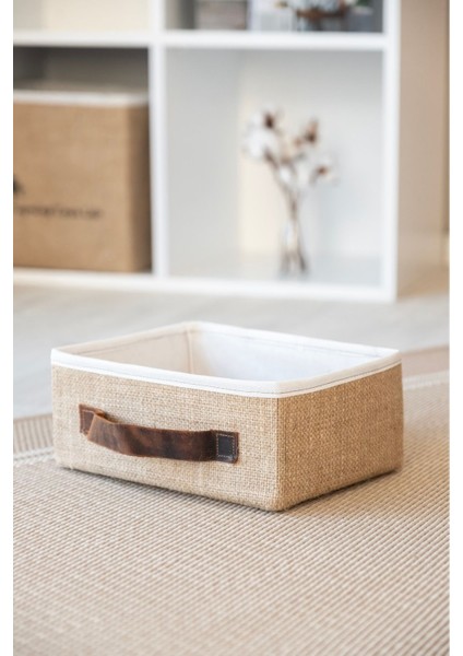 Bej Jüt Çok Amaçlı Dolap Içi Organizer 30X23X13 cm