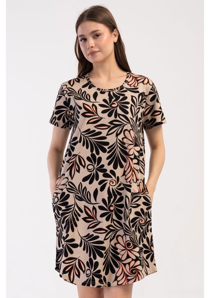 Pamuklu Kadın Büyük Beden Kısa Kol Gecelik , 408068