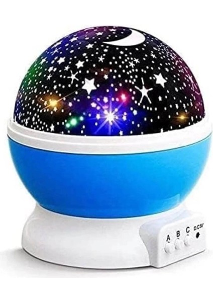 Renkli Dönen Ay Yıldızlı Gökyüzü Projeksiyon Gece Lambası Çocuk Odası